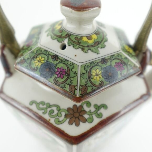 Andrea by Sadek Japanese Octagon Teapot with Florals & Birds Vintage - Picture 7 of 15